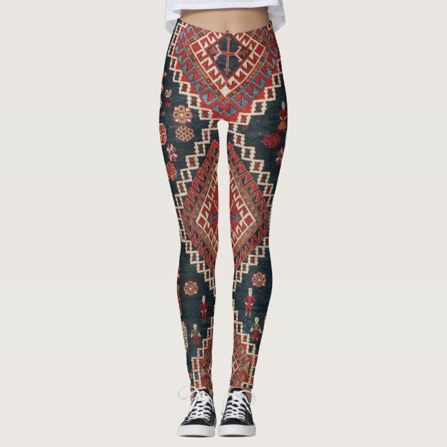 Orientalisch Blau Türkisch Persischer Karburg Tepp Leggings (Vorderseite)