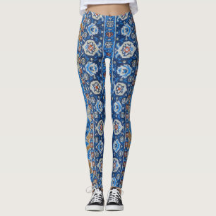 Orientalisch Blau Türkischer Persischer Teppichsch Leggings