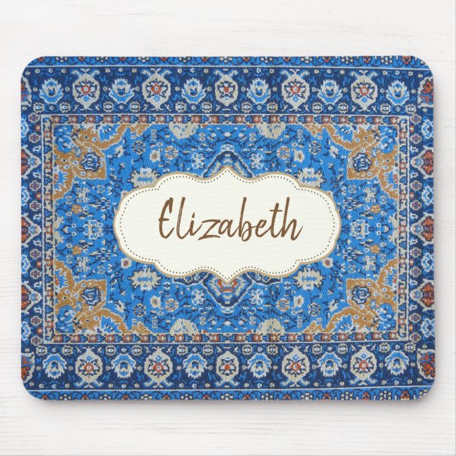 Orientalisch Blau Türkischer Persischer Teppichsch Mousepad (Vorne)