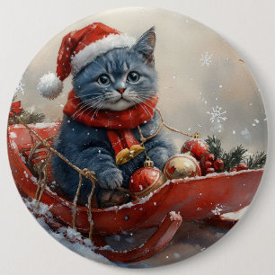 Orientalisch Blaue Katze im Schlitten Lass es schn Button