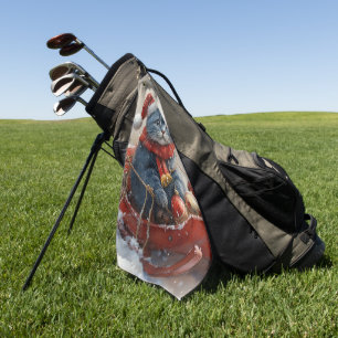 Orientalisch Blaue Katze im Schlitten Lass es schn Golfhandtuch