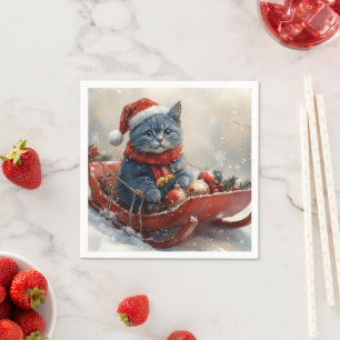 Orientalisch Blaue Katze im Schlitten Lass es schn Serviette