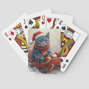 Orientalisch Blaue Katze im Schlitten Lass es schn Spielkarten