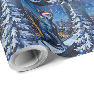 Orientalisch Blaue Katze Weihnachten Hochhäuser St Geschenkpapier