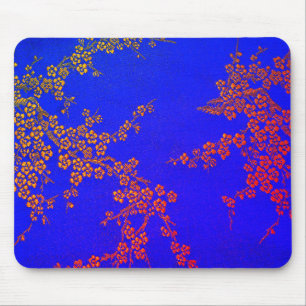 Orientalisch blühende japanisch-blaurote Stickerei Mousepad