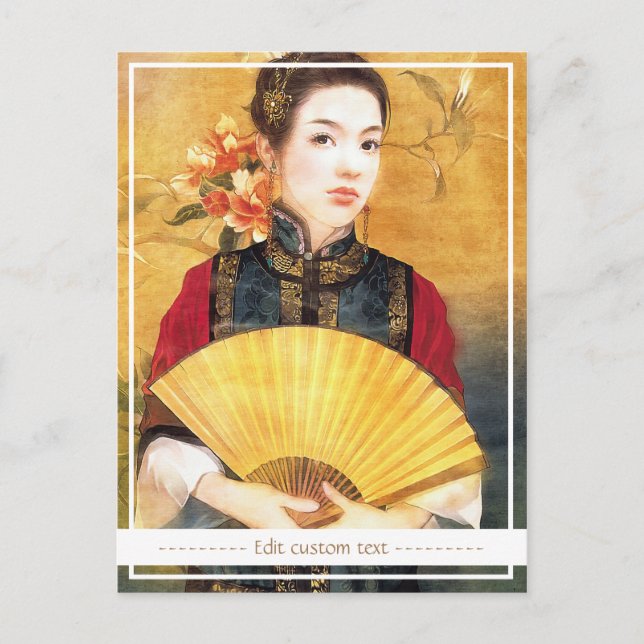 Orientalisch-Chinesische Dame mit schönem Portrait Postkarte (Vorderseite)