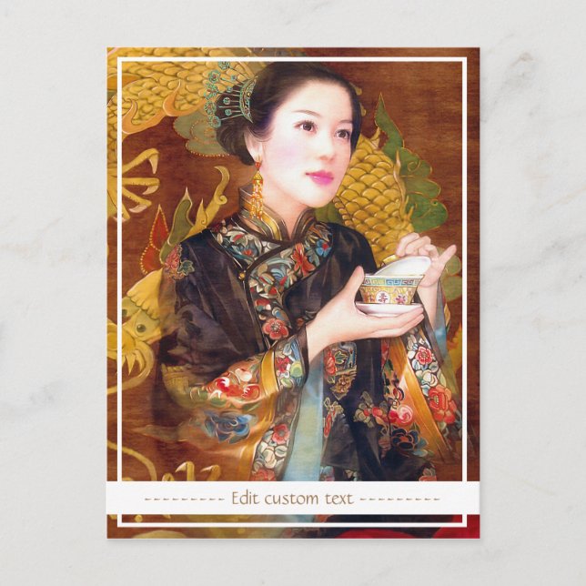 Orientalisch-Chinesische Dame mit schönem Portrait Postkarte (Vorderseite)