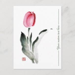 Orientalisch-chinesischer Sumi-e-Tinte-Blume Postkarte