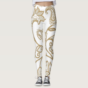 Orientalisch Floral: Blühen Gekacheltes Ethnisches Leggings