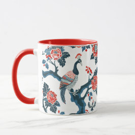 Orientalisch Inspiriert Blumen- und Pfau-Bird-Tass Tasse