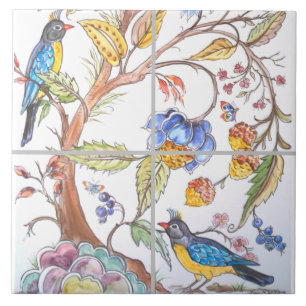 Orientalisch-Jacobohne Bird Floral Colorado Chinoi Fliese