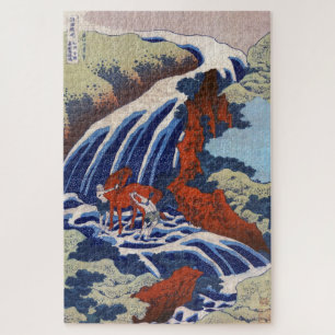 Orientalisch-japanische Wasserfall-Ukiyo-e-Landsch Puzzle