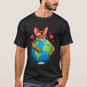 Orientalisch Kurzhaar Katze Tag der Erde Umarmen L T-Shirt