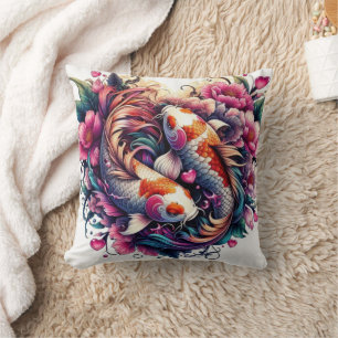 Orientalisch lebendig abstrakter Koi fischen Welle Kissen
