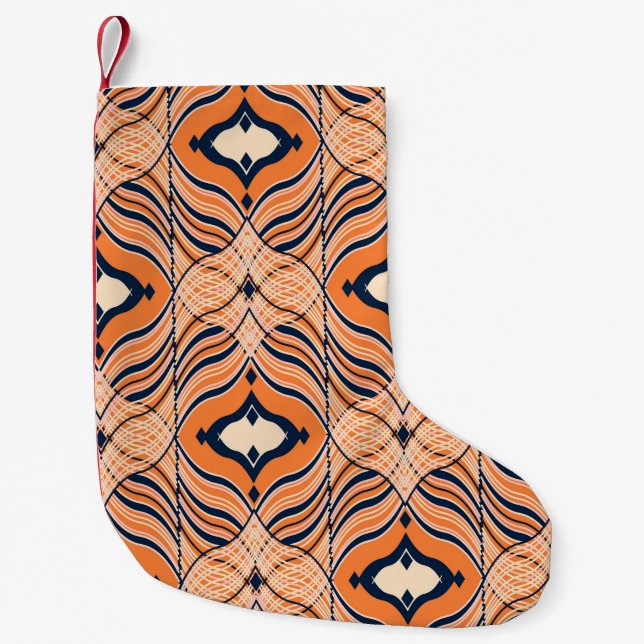 Orientalisch nahtlos: Schwarz-Orange-Ornament Kleiner Weihnachtsstrumpf (Vorderseite)