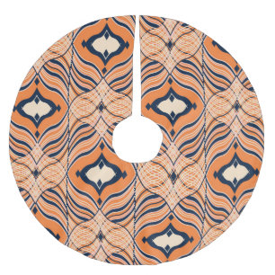 Orientalisch nahtlos: Schwarz-Orange-Ornament Polyester Weihnachtsbaumdecke