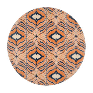 Orientalisch nahtlos: Schwarz-Orange-Ornament Schneidebrett