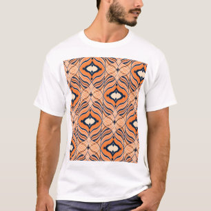 Orientalisch nahtlos: Schwarz-Orange-Ornament T-Shirt