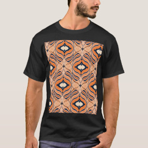 Orientalisch nahtlos: Schwarz-Orange-Ornament T-Shirt