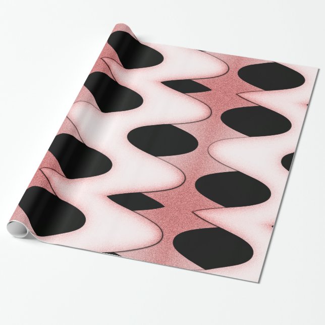 Orientalisch-rosa Wellen Geschenkpapier (Ungerollt)