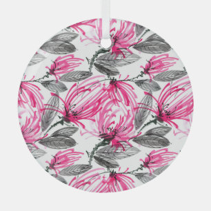Orientalisch Rote Blume: Aquarellmuster. Ornament Aus Glas