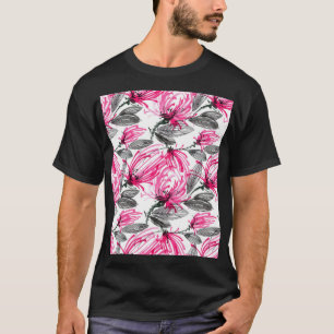 Orientalisch Rote Blume: Aquarellmuster. T-Shirt
