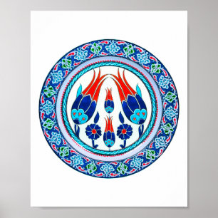 Orientalisch Türkische Kunst in Blau Poster