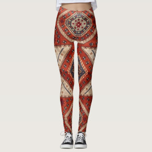 Orientalisch Türkischer Persischer Teppich Rot Leggings