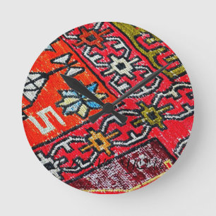 Orientalisch , Türkisches Muster, Teppichboden Runde Wanduhr