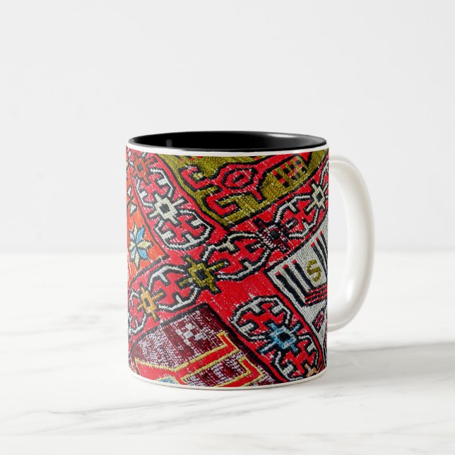 Orientalisch , Türkisches Muster, Teppichboden Zweifarbige Tasse (VorderseiteRechts)