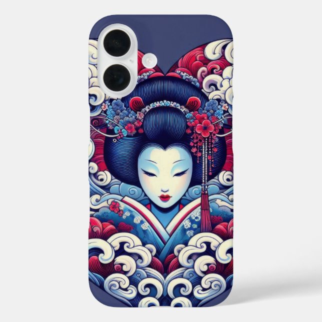 Orientalisch Veilchenblau abstrakte Geisha-Wellen Case-Mate iPhone Hülle (Rückseite)