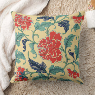 Orientalische antike botanische Abbildung von Pfin Kissen