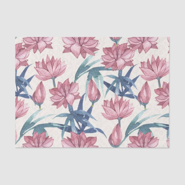 Orientalische Aquarelllotos-Kalligraphiemalerei Seidenpapier (Vorderseite)