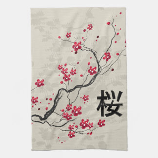 Orientalische Art-Kirschblüte-Kirschblüten-Kunst Handtuch