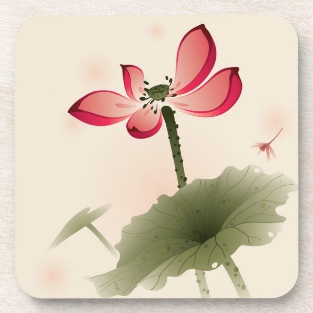 Orientalische Art Lotus Untersetzer (Vorderseite)