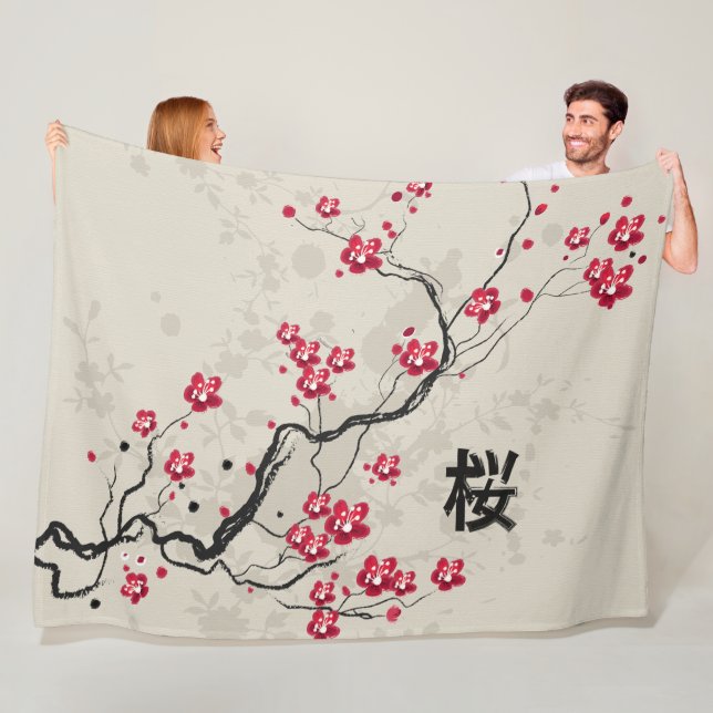 Orientalische Art Sakura Cherry Blossom Art Fleecedecke (Beispiel)