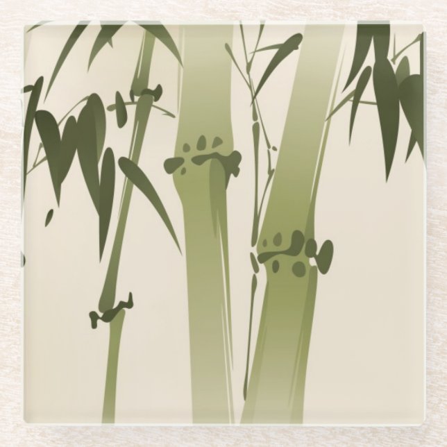 Orientalische Artmalerei, Bambusniederlassungen 2 Glasuntersetzer (Vorderseite)