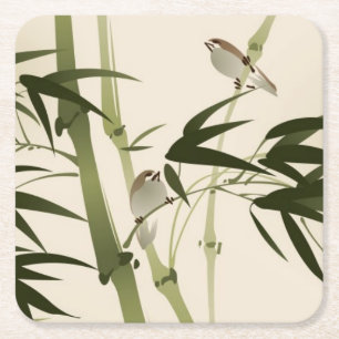 Orientalische Artmalerei, Bambusniederlassungen Rechteckiger Pappuntersetzer
