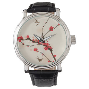 Orientalische Artmalerei, Pflaumenblüte im Armbanduhr