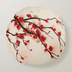 Orientalische Artmalerei, Pflaumenblüte im Rundes Kissen