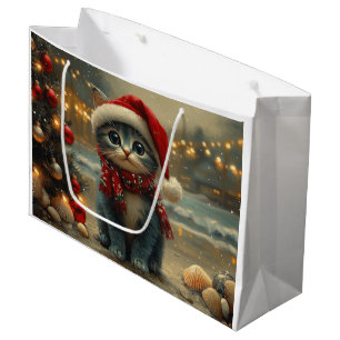 Orientalische Blaue Katze Weihnachten Vintage Stra Große Geschenktüte