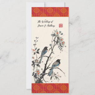 Orientalische Blume Vögel moderne chinesische Hoch Einladung