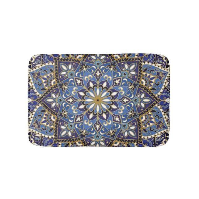 Orientalische Blüte: Vintager Teppich Badematte (Vorderseite)