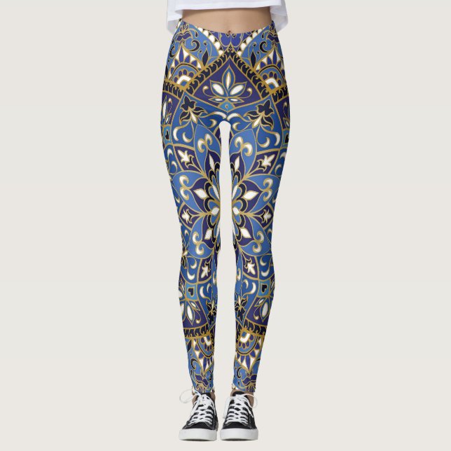 Orientalische Blüte: Vintager Teppich Leggings (Vorderseite)