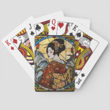 Orientalische Geisha-Buntglas  
