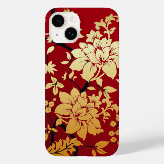 Orientalische Golden Blume auf Rot Case-Mate iPhone 14 Hülle