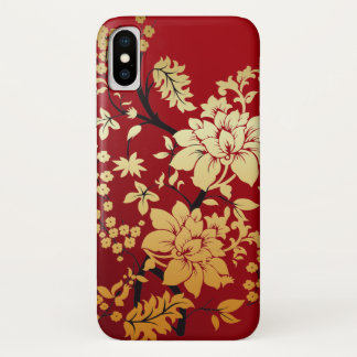 Orientalische goldene Blumen auf Rot Case-Mate iPhone Hülle