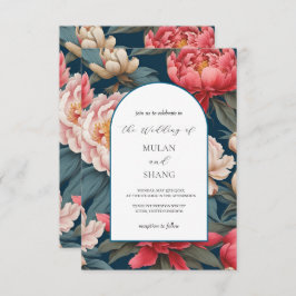 Orientalische Hochzeit zwischen Rosa und Weißen Einladung