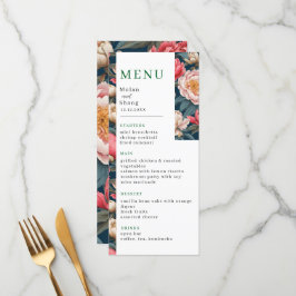 Orientalische Hochzeit zwischen Rosa und Weißen Menükarte