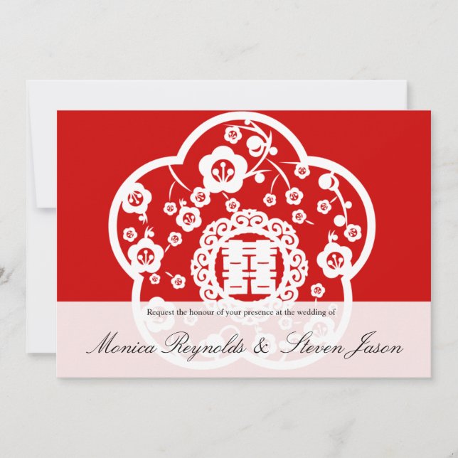 Orientalische Kirschblüte, die doppeltes Glück Einladung (Vorderseite)